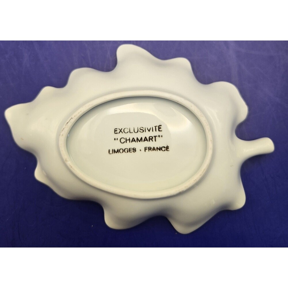 Trinket Dish Chamart Limoges France Hand Painted Violets 1940. B#24 - Picture 3 of 9